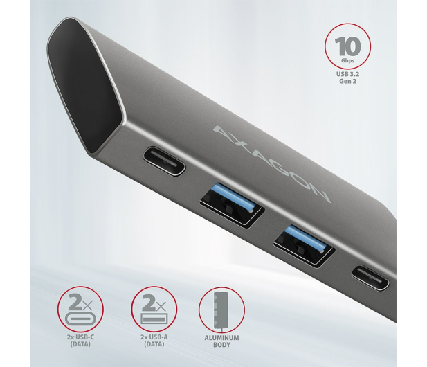 Axagon HMC-4G2, USB 10Gbps hub, porty 2x USB-A, 2x USB-C - 1353434 - zdjęcie 5